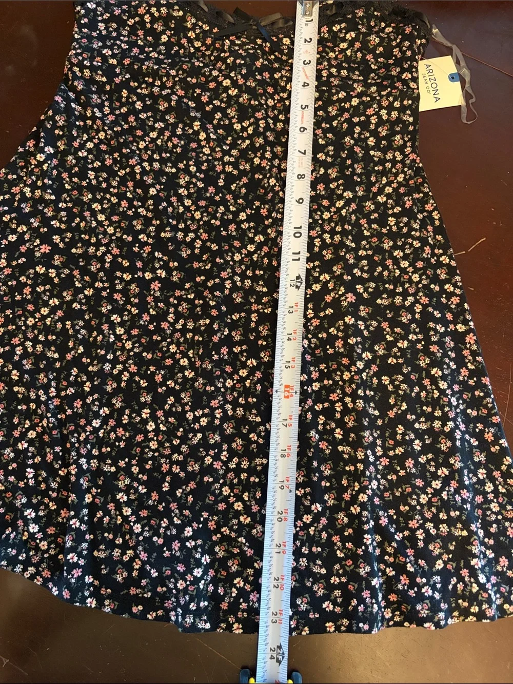 Arizona Jean Company Black Mini Dress with Pink Floral Print
